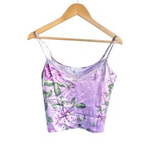 Dreamy Pink In Bloom by Jonquil Floral Satin Lace Cami M Coquette fairy ethereal